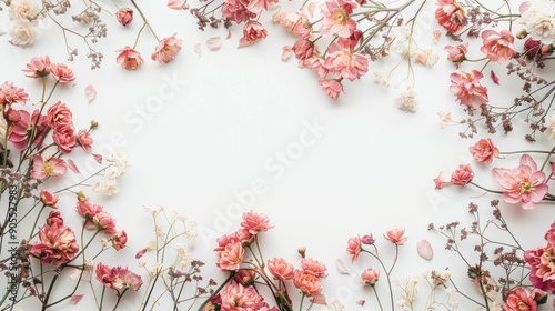 Wallpaper Mural A frame made of a variety of spring flowers on a white background with copy space for text and other design or product Torontodigital.ca