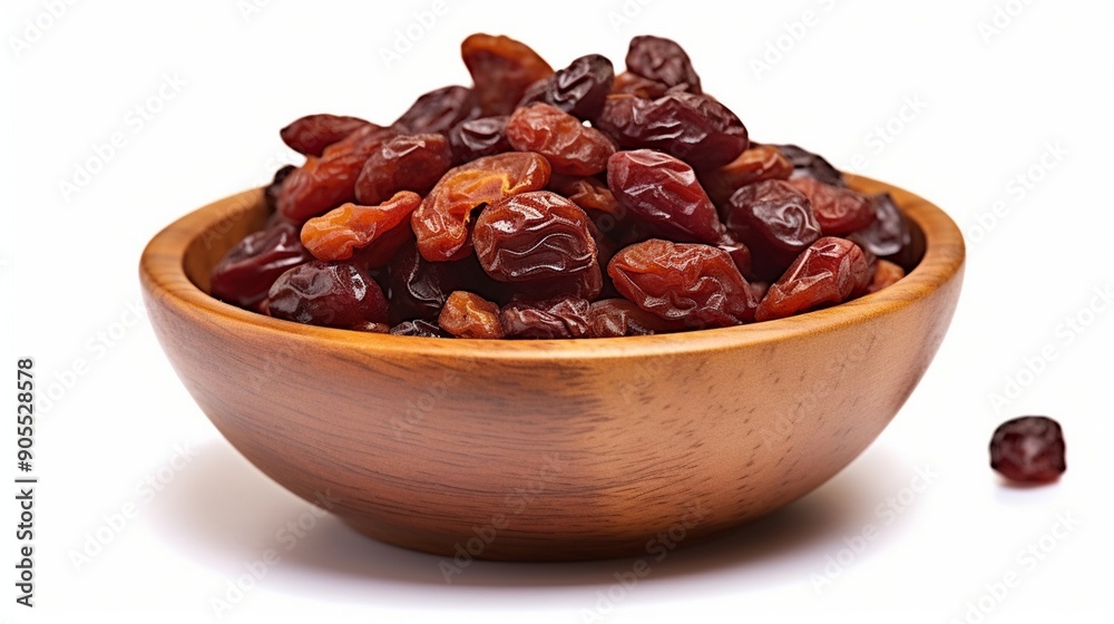 Healthy Dried Raisins in Wooden Bowl - Nutritious Snack Food Photography Healthy Dried Raisins in Wooden Bowl - Nutritious Snack Food Photography