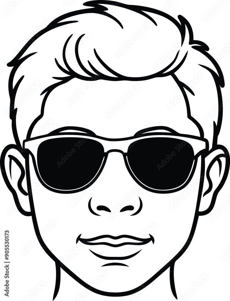 A man head with sunglasses silhouette vector line art illustration A man head with sunglasses silhouette vector line art illustration