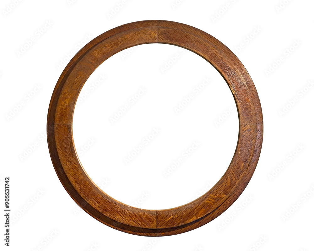Old round wooden frame isolated on white background with clipping path Old round wooden frame isolated on white background with clipping path
