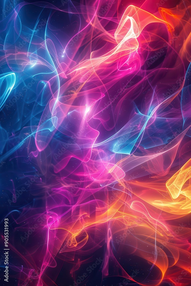 Illuminated Pathways - Futuristic Abstract Design with Vibrant Neon Lines Illuminated Pathways - Futuristic Abstract Design with Vibrant Neon Lines