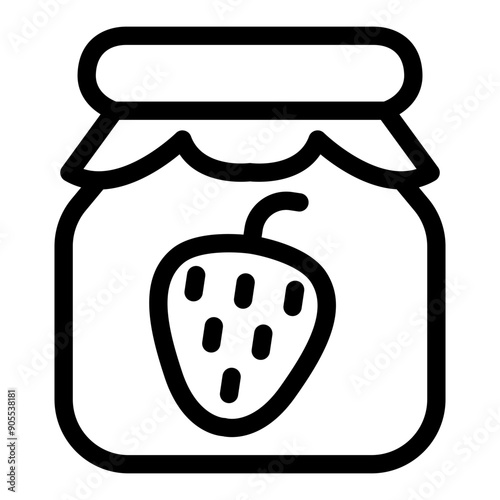 Strawberry jam icon in thin line style vector illustration graphic design