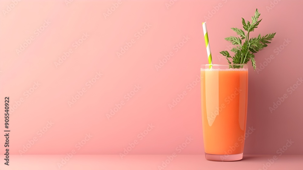 Carrot Juice Drink with Pastel Background and Copy Space for Flat Carrot Juice Drink with Pastel Background and Copy Space for Flat