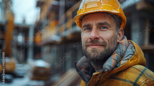 Construction Worker Smiling At A Job Site During Winter Morning Hours