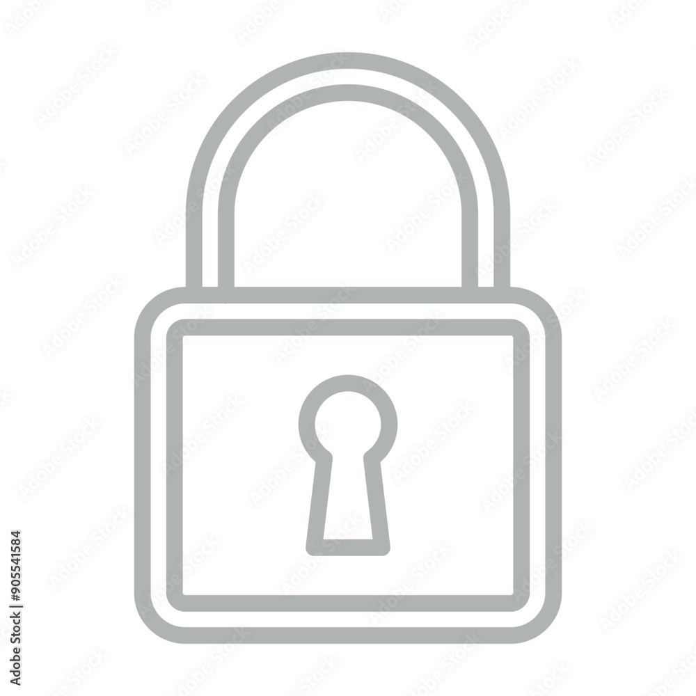 Padlock Vector Line Grey Icon Design Padlock Vector Line Grey Icon Design