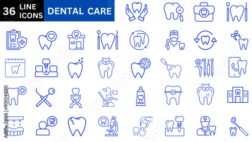 Dental Care icon set. Solid icon collection. Vector illustration.