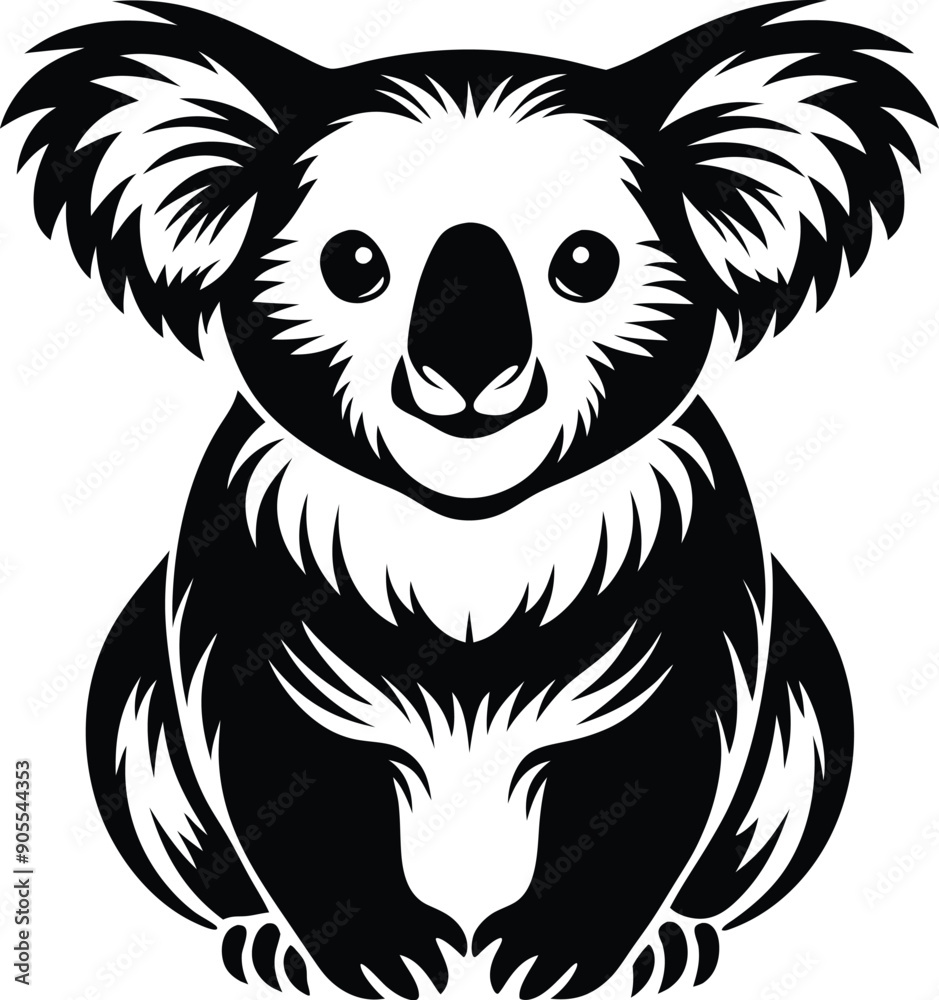 Koala black and white silhouette vector line art illustration Koala black and white silhouette vector line art illustration