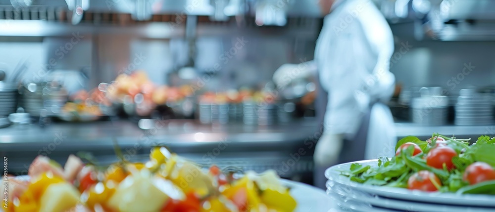 Chef preparing food in a professional kitchen. Chef preparing food in a professional kitchen.
