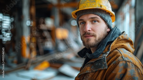 Dedicated Construction Worker in a Busy Urban Site During Daylight Hours