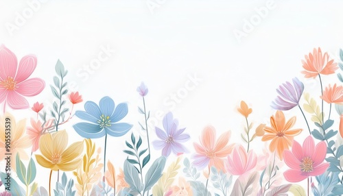 flores pintadas en acuarela sobre fondo blanco