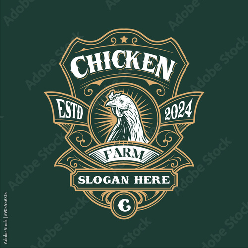 Minimalist and Simple Chicken Farm Logo For business template illustration Chicken mascot logo.