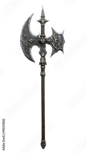 A halberd, one of the types of melee weapons, transparent background.
