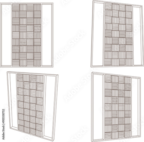 Vector sketch illustration of a room partition backdrop design for the interior of a family room at home