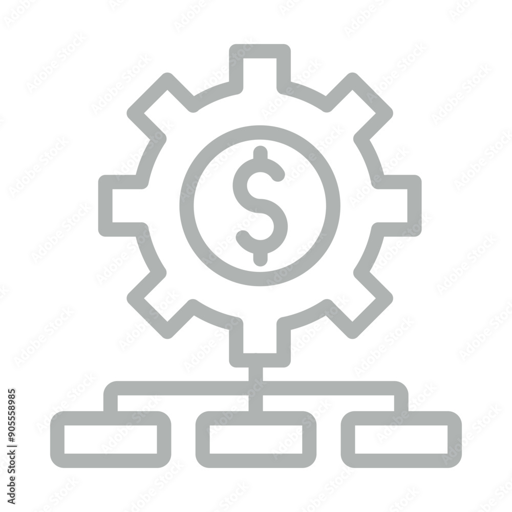 Cash Flow Management Vector Line Grey Icon Design Cash Flow Management Vector Line Grey Icon Design