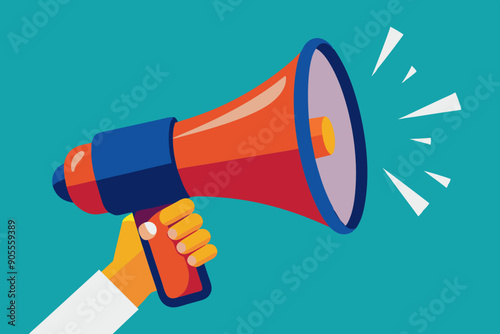 hand holding megaphone bullhorn vector illustration 