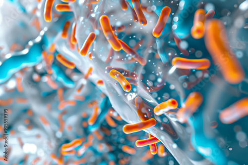 Microbiome, with diverse communities of bacteria, archaea, and other microorganisms inhabiting the surfaces of the skin, gut, and other body sites