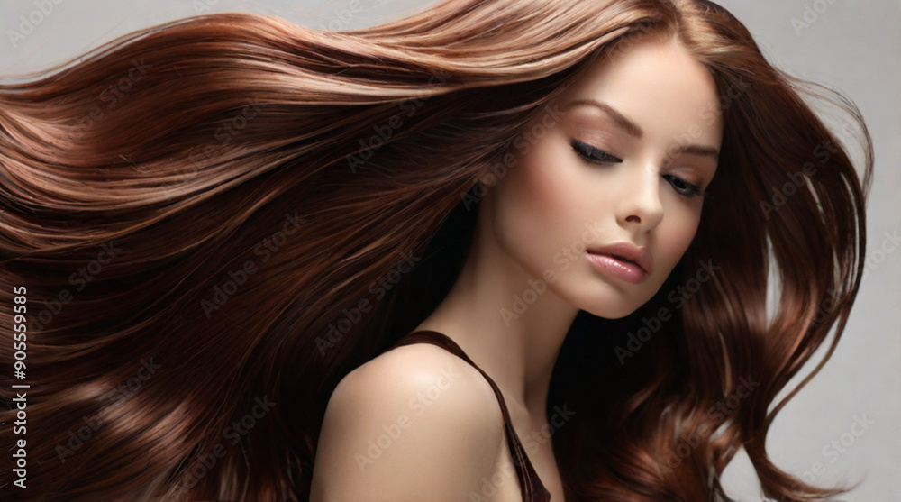 Obraz premium Beautiful model with long smooth healthy brown hair
