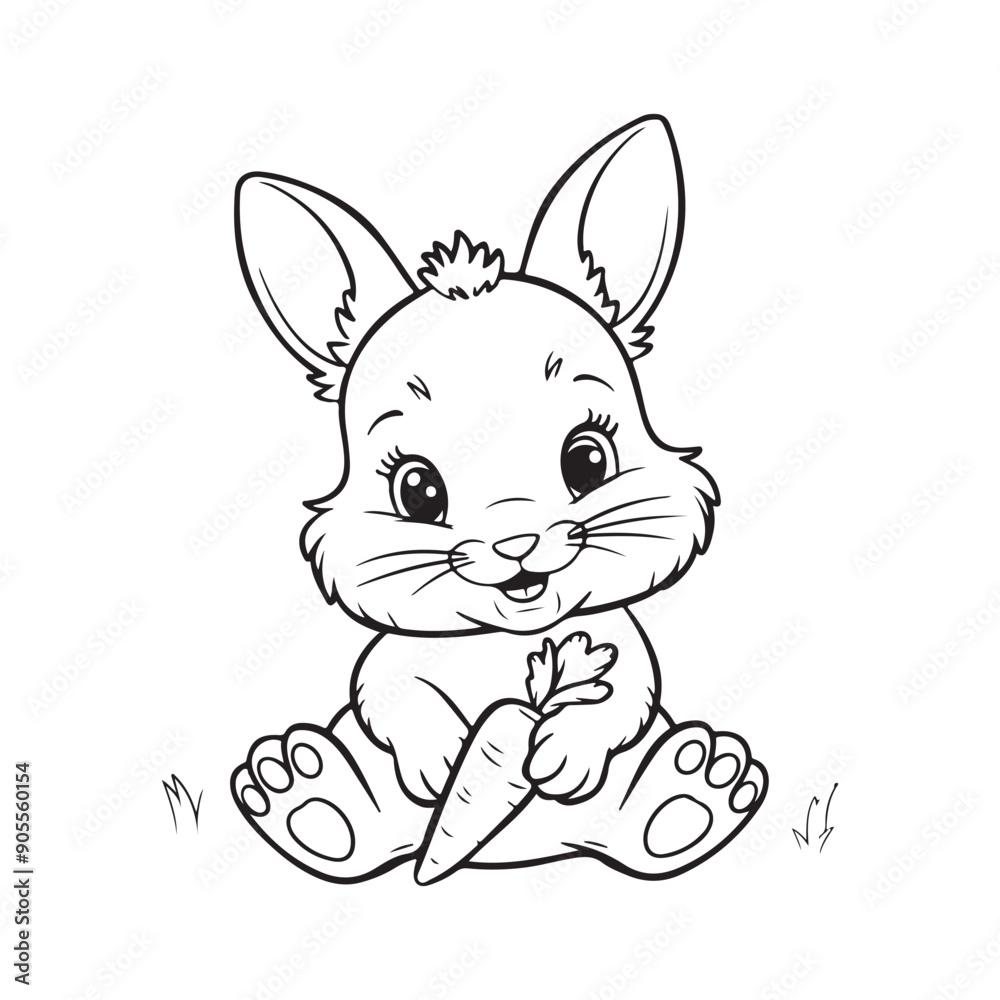 Fototapeta premium A drawing of a rabbit with white background