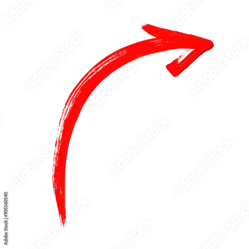 Bright red, hand-drawn arrow curving upwards on a white background