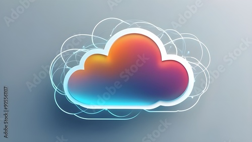 Cloud Computing Creative Icon. Cloud Computing ad, 2d Rendering icon, High Quality Resolution, Simple, aws