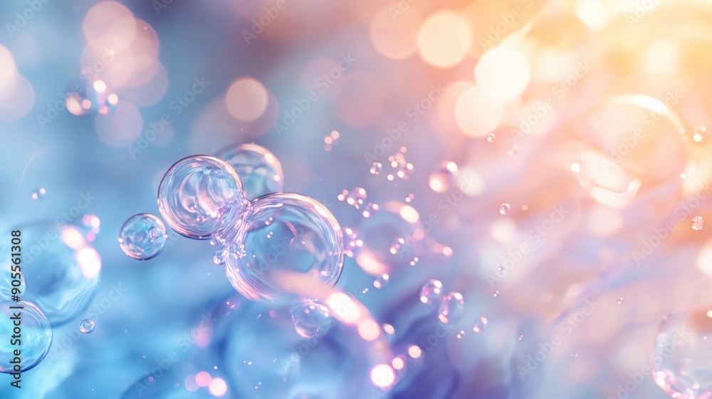 Holographic pastel abstract background with water bubbles. Generative AI Holographic pastel abstract background with water bubbles. Generative AI