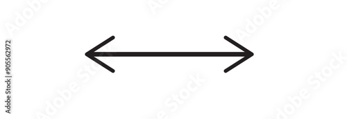 Straight long arrow icon. Vector illustration of a black arrow pointing both sides, right and left. design eps 10