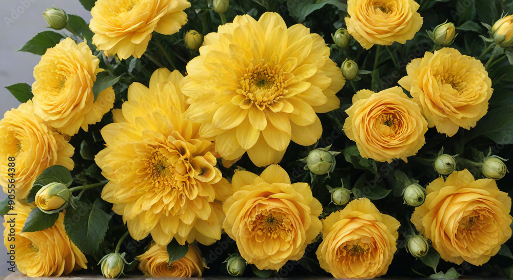 Fototapeta premium bouquet of yellow flowers