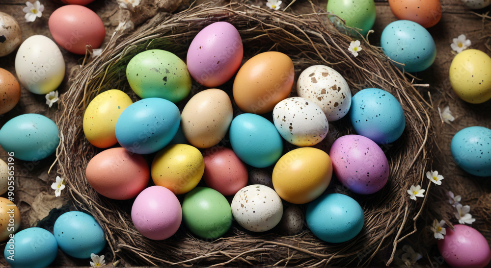 easter eggs in a basket