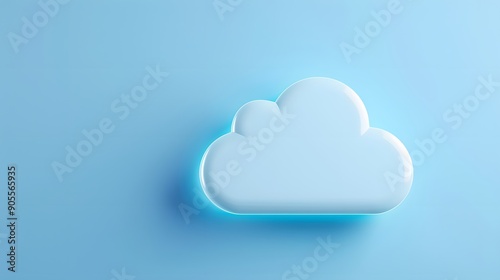 Minimalistic blue 3D cloud icon on a gradient background, representing cloud computing and technology concepts. Suitable for digital themes.