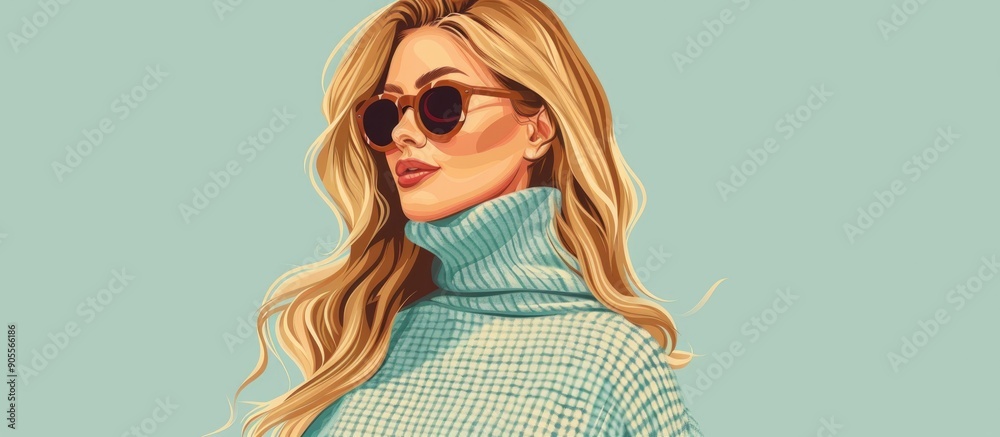 Fototapeta premium Young beautiful blonde woman wearing winter sweater and sunglasses over isolated background looking to side relax profile pose with natural face with confident smile