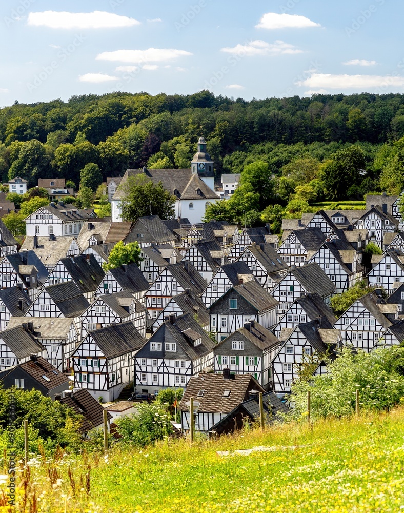 photo shot of the old spot on the ancient half-timbered houses of Freudenberg