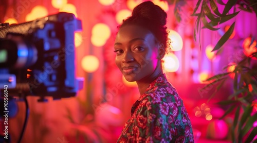 Professional Videographer on Set with Ambient Lighting