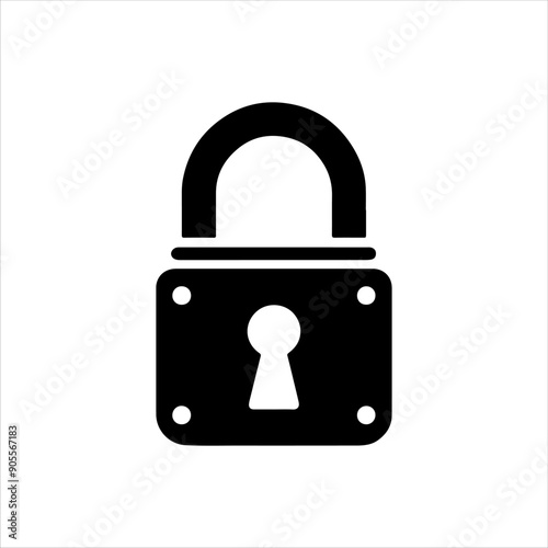 Locked padlock silhouette icon vector illustration on white background