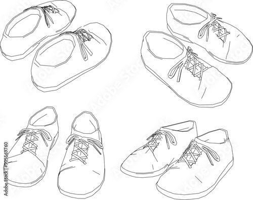 Vector sketch illustration of design for men and women's sneakers sandals for walking