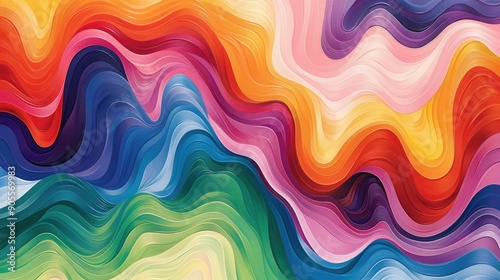 Abstract, wavy lines with vibrant colors