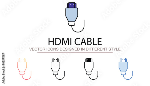 Hdmi Cable icon design with white background stock illustration