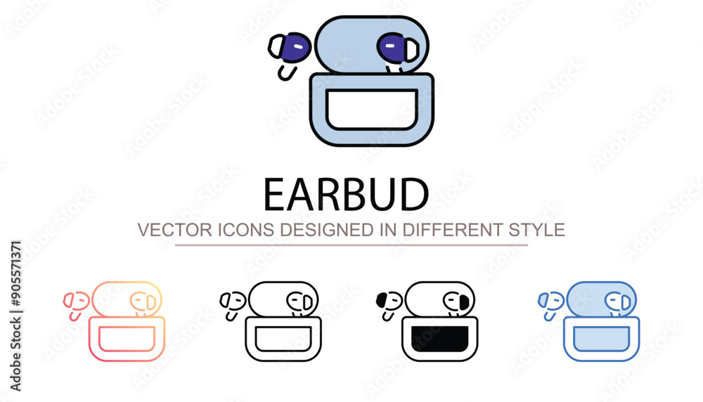 Earbud icon design with white background stock illustration Earbud icon design with white background stock illustration