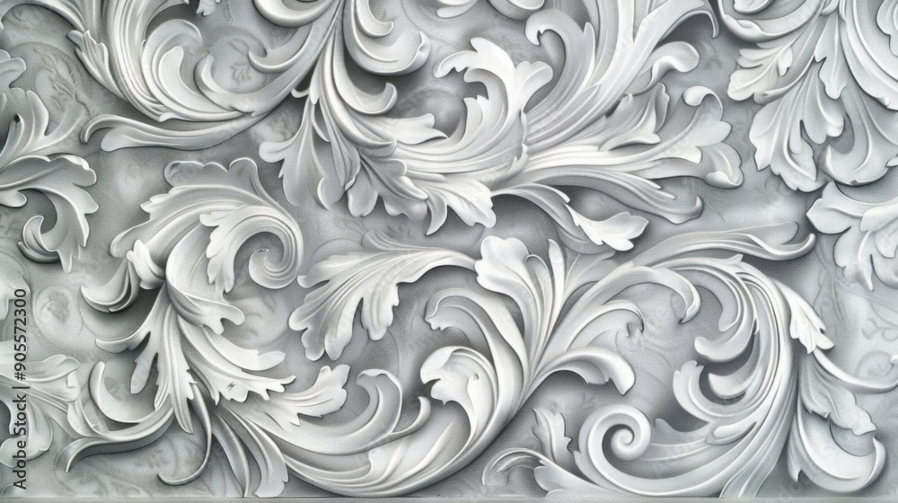 White relief floral pattern White relief floral pattern