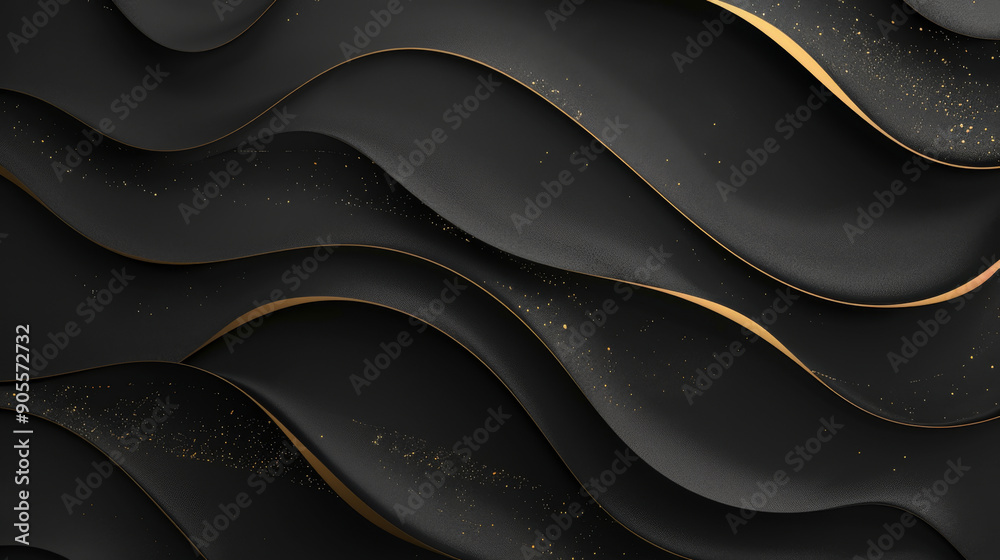A black and gold wave pattern A black and gold wave pattern
