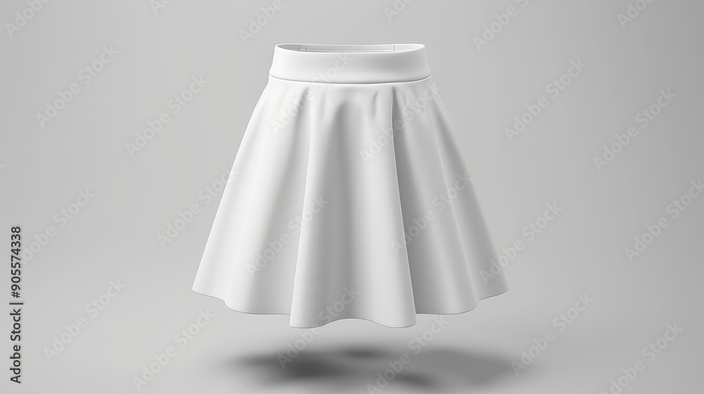 Blank white womens mini skirt mockup front view 3D rendering Empty female fabric Aline miniskirt mockup isolated Clear elegant short gown for casual or summer womens outfit Blank white womens mini skirt mockup front view 3D rendering Empty female fabric Aline miniskirt mockup isolated Clear elegant short gown for casual or summer womens outfit