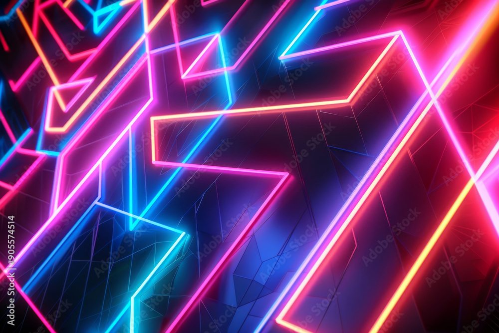 A futuristic neon lines and shapes, abstract background