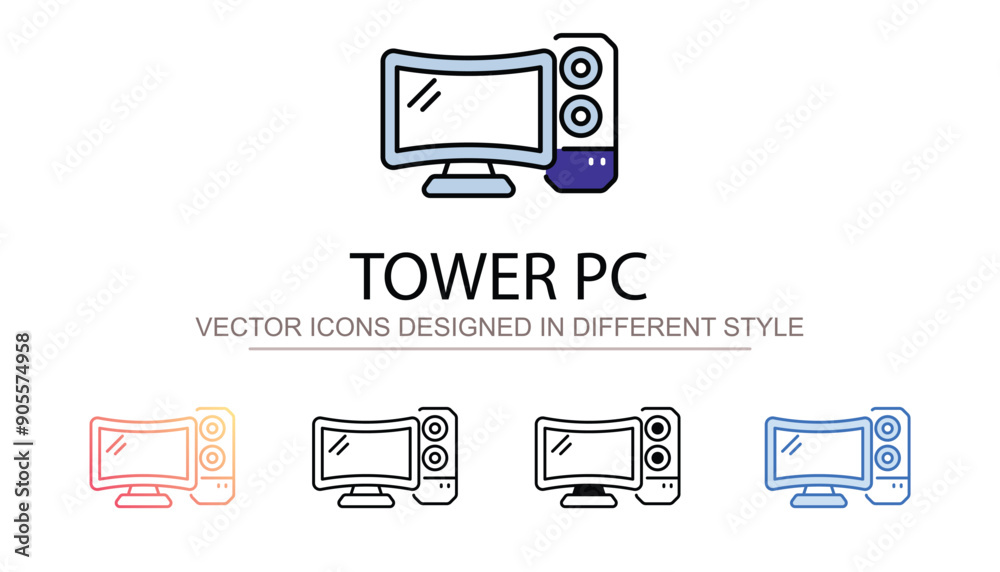 Tower Pc icon design with white background stock illustration Tower Pc icon design with white background stock illustration