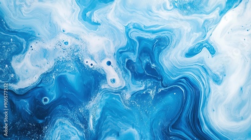 artistic abstract blue wave and smoke