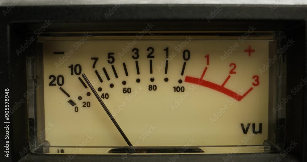 Movement of the arrow on the sound level meter, close-up. Recording Studio Movement of the arrow on the sound level meter, close-up. Recording Studio