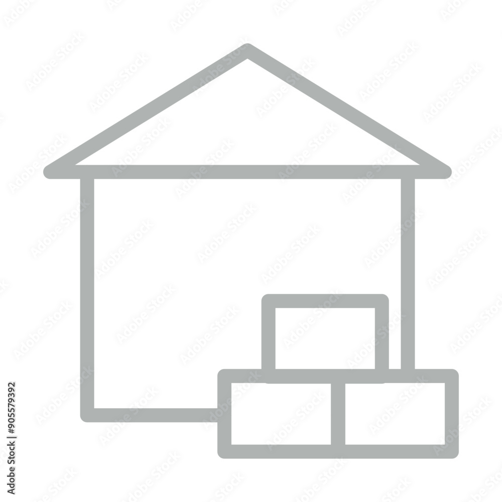 Warehouse Vector Line Grey Icon Design Warehouse Vector Line Grey Icon Design