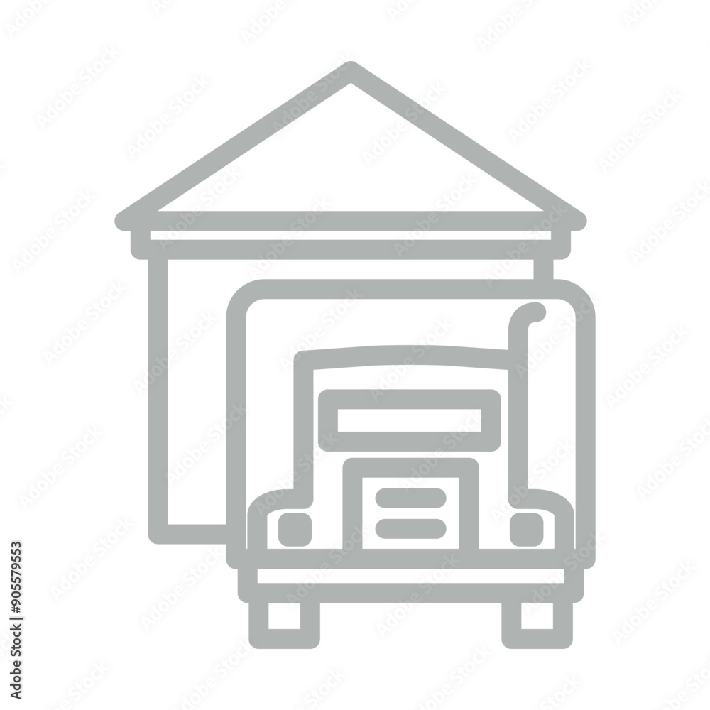 Loading dock Vector Line Grey Icon Design