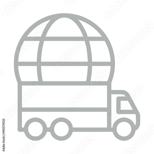 Globe (for international delivery) Vector Line Grey Icon Design