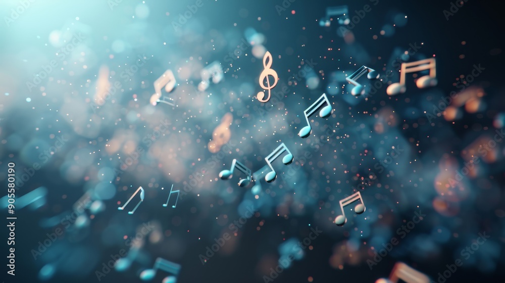 Fototapeta premium A colorful image of musical notes floating in the air