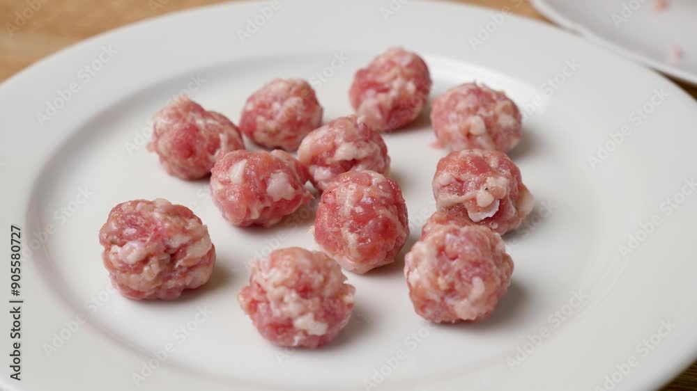 Meatballs are prepared from minced meat. Preparation of dishes from minced meat.