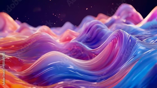 Brilliant waves of color intertwine gracefully, creating an enchanting abstract display in this dynamic digital landscape